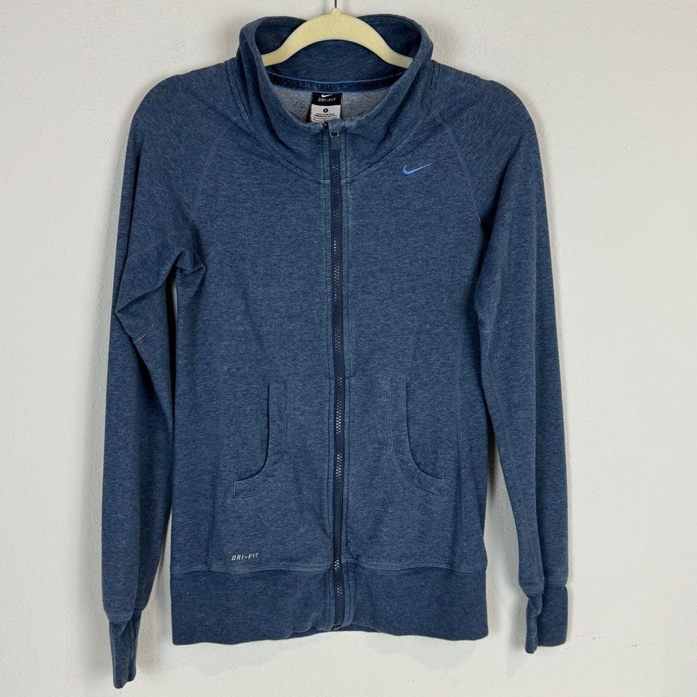 Nike Blue Full Zip Cowl Neck Dri-fit Jacket S